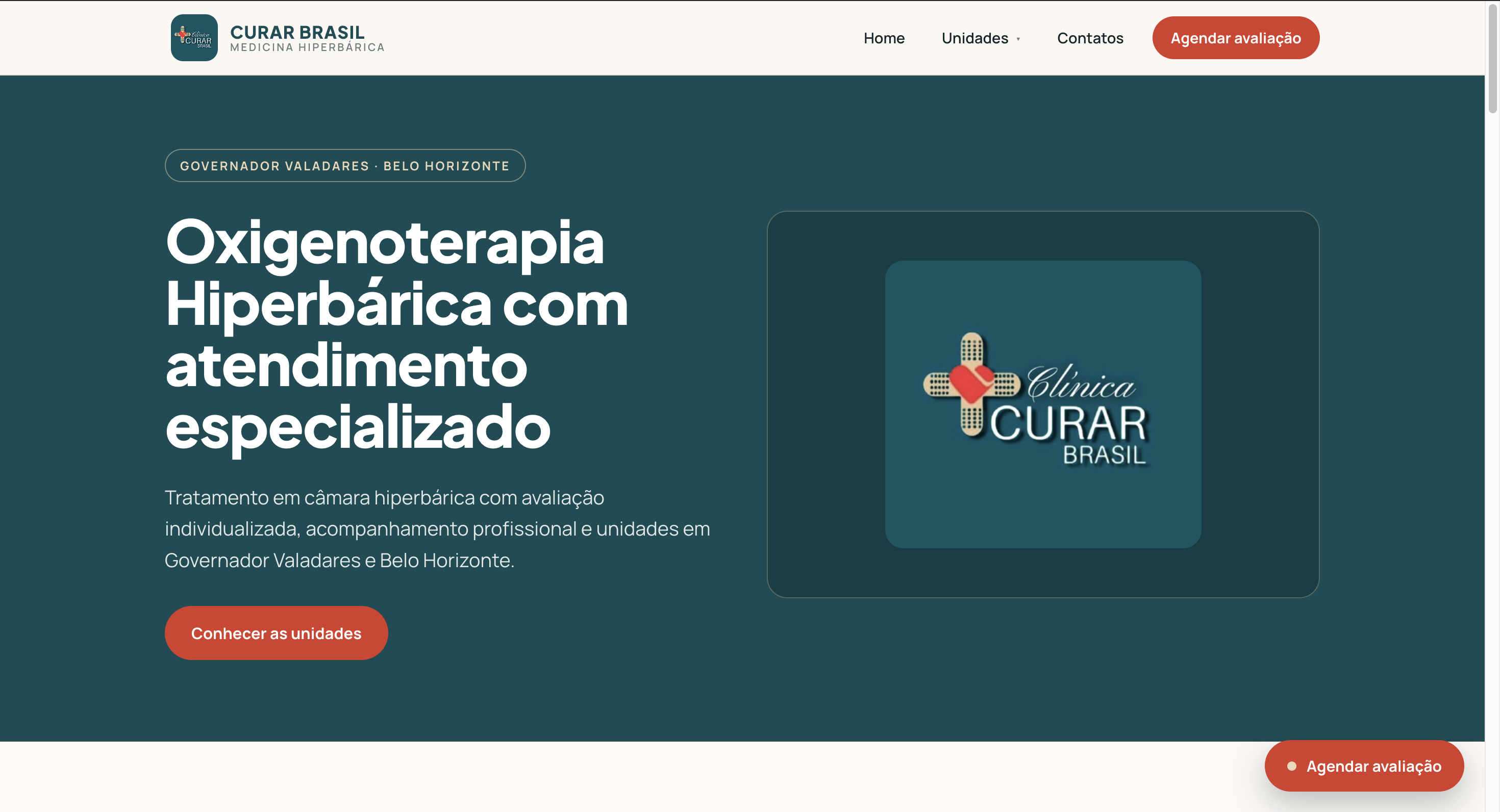 Site institucional em desktop